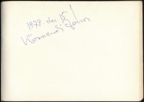 Aláírásgyűjtemény magyar színészek aláírásaival egy füzetben Összesen 56 db. Körmendi János, Tahi-Tó...