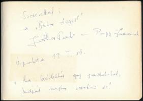 Aláírásgyűjtemény magyar színészek aláírásaival egy füzetben Összesen 56 db. Körmendi János, Tahi-Tó...