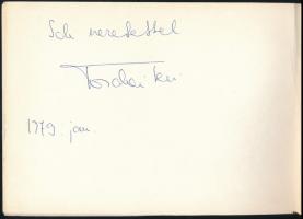 Aláírásgyűjtemény magyar színészek aláírásaival egy füzetben Összesen 56 db. Körmendi János, Tahi-Tó...