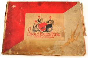 cca 1930 Szóló bridzs játék, Társasjáték megviselt dobozzal