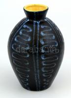 Retró váza, mázas festett kerámia, jelzett, apró kopásnyomokkal, m: 19 cm