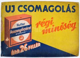 Hutter Asszonydícséret mosópor. karton reklám tábla 46x32 cm