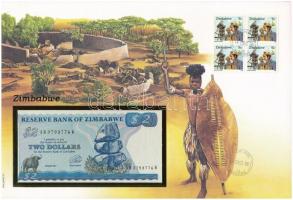 Zimbabwe 1994. 2D, felbélyegzett borítékban, bélyegzéssel T:1 Zimbabwe 1994. 2 Dollars in envelope with stamp and cancellation C:UNC