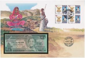 Etiópia 1976. 1B, felbélyegzett borítékban, bélyegzéssel T:1 Ethiopia 1976. 1 Birr in envelope with stamp and cancellation C:UNC