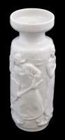 Zsolnay váza (plasztikus kohász figurákkal), fehér mázas, jelzett, hibátlan, m: 20,5 cm