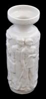 Zsolnay váza (plasztikus kohász figurákkal), fehér mázas, jelzett, hibátlan, m: 20,5 cm