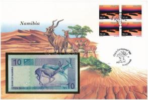 Namíbia 2001. 10D felbélyegzett borítékban, bélyegzéssel T:1 Namibia 2001. 10 Dollar in envelope with stamp and cancellation C:UNC