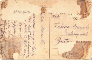 Budapest VI. Párisi Nagyáruház utcai homlokzata, reklámlap, automobil, magyar zászlók (lyuk / pinhol...