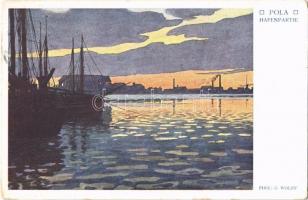 Pola, Pula; Hafenpartie / port. A.L.N. Nr. 2. Friedrich Jasper s: G. Wolff  (EK)