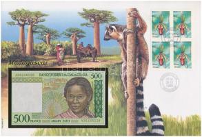 Madagaszkár 1994. 500Fr felbélyegzett borítékban, bélyegzéssel T:1 Madagascar 1994. 500 Francs in envelope with stamp and cancellation C:UNC