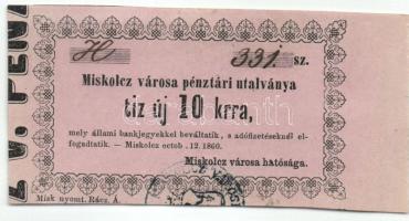 Miskolc 1860. 10kr rózsaszín papíron T:I