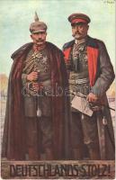 Deutschlands Stolz! / Wilhelm II and Paul von Hindenburg, Wohlfahrts-Karte der Rotes Kreuz s: Art. Fischer