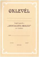 ~1970-1980.  5db "A Szocialista Brigád" viselésére jogosító kitöltetlen oklevél