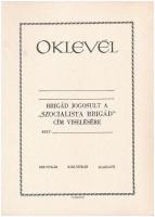 ~1970-1980.  5db "A Szocialista Brigád" viselésére jogosító kitöltetlen oklevél