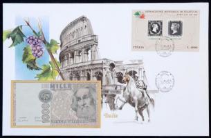 Olaszország 1982. 1000L felbélyegzett borítékban, bélyegzéssel T:1 Italy 1982. 1000 Lire in envelope with stamp and cancellation C:UNC