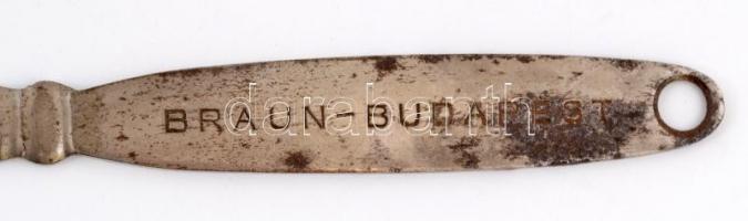 cca 1930 Braun-Budapest fém levélbontó mérő skálával 26 cm