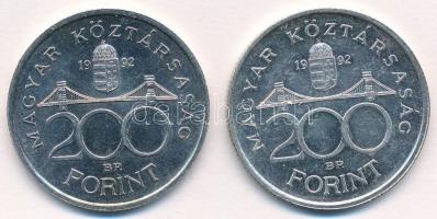 1992. 200Ft Ag "MNB" (2x) T:1-,2