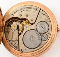 Elgin zsebóra. Aranyozott, dupla fedelű, jól működő állapotban, lánccal. d: 5 cm