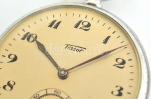 TIssot zsebóra. jól működő állapotbaccal. d: 5 cmn, lánccal