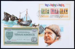 Feröer-szigetek 1974. 10K felbélyegzett borítékban, bélyegzéssel T:1 Faeroe Islands 1974. 10 Kronor in envelope with stamp and cancellation C:UNC