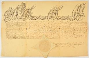 1803 II. Ferenc császár ügyvédi kinevező oklevele Szentmihályfalvai József részére, papírfelzetes viaszpecséttel