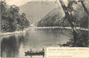 1904 Miskolc, Hámori tó, csónakázók. Kiadja Lövy József fia (László Adolf) (EK)