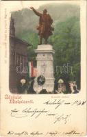 1898 Miskolc, Kossuth szobor, magyar zászló. Kiadja Lövy József fia 637.