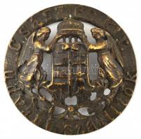 cca 1890 Csász. és Kir. Udvari Szállítók. Angyalos magyar címerrel díszített fém embléma, cégér. / Royal supplier bronze sign d: 12 cm