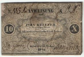 Ausztria/Böhmen/Gabel 1848. 10kr szükségpénz T:restaurált