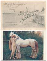 21 db RÉGI motívum képeslap: ló / 21 pre-1945 motive postcards: horse