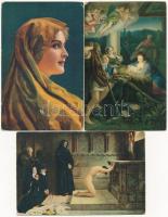 6 db RÉGI Stengel litho művész motívumlap / 6 pre-1945 Stengel litho art motive postcards