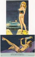 10 db MODERN reklámlap pin-up lányokkal / 10 modern advertising motive postcards with pin-up girls (...