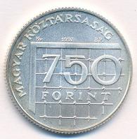 1998. 750Ft Ag "Labdarúgó VB" kapszulában tanúsítvánnyal T:BU patina Adamo EM148