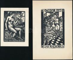 6 db erotikus ex libris, vegyes technika, papír, jelzéssel és jelzés nélkül