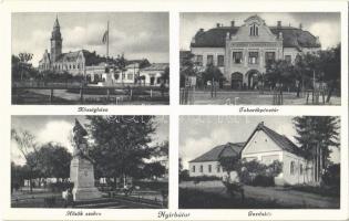 1939 Nyírbátor, Községháza, Országzászló, Takarékpénztár, Hősök szobra, emlékmű, Gazdakör