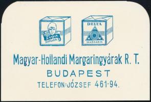 cca 1901 Magyar Hollandi Margaringyárak Rt. Festett reklámos bakelit hablapát 12x8 cm