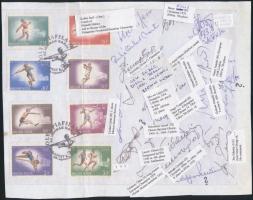 1998 Számos neves magyar atléta, közte olimpiai bajnokok is, által aláírt boríték, közte Zsivótzky G...