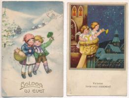 11 db RÉGI üdvözlő motívum képeslap / 11 pre-1945 motive postcards: greetings