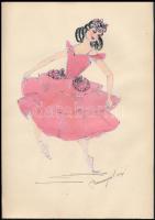 Baranyai Margit:  4 db divatterv, ruhaterv, Akvarell, papír. Jelzett. 29x21 cm