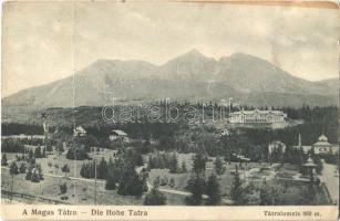 1916 Tátralomnic, Tatranská Lomnica (Tátra, Magas Tátra, Vysoké Tatry); szálloda, nyaralók. Kuszmann Gyula kiadása / hotel, villas (fa)