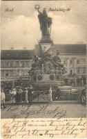 1903 Arad, Szabadság tér, Vértanú szobor, Schwarcz Testvérek, Frischmann József üzlete. Kiadja Kerpel Izsó / square, Martyrs monument, shops (fl)