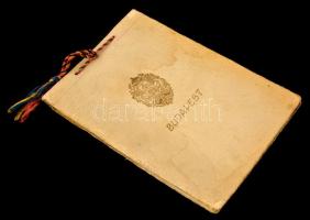 cca 1930-1940 Budapestet ábrázoló füzet, 8 táblával, négy nyelvű feliratozott hártyapapírokkal a táb...