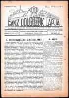 1947 Bp., Ganz Dolgozók Lapja, a Ganz-Gyár és Társvállalatok Üzemi Lapja II. évfolyam 21. szám