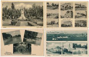 4 db RÉGI magyar városképe lap: Kiskunhalas, Baja, Rétság, Szolnok / 4 pre-1945 Hungarian town-view postcards