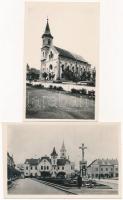 Siófok, községháza, Római katolikus templom - 2 db régi használatlan képeslap / 2 pre-1945 unused postcards