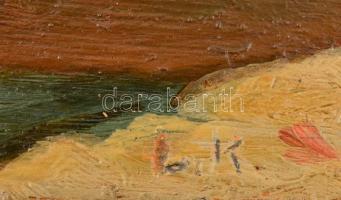 Lotz Károly (1833-1904): Vénusz és Ámor. Olaj, fa, jelzett (karcolt LK), hátoldalán "Lotz Károl...