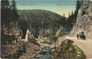 Stájerlak-Bozovics, Staier-Bozovici, Steierdorf-Bosowitsch; Falepároló a Kirzsa-völgyben. Scheitzner kiadása / distillery, valley, road (kopott sarkak / worn corners)