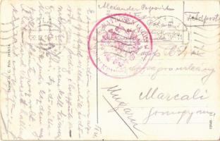 1914 Pola, Pula; Panorama, Navi in riserva / látkép, Osztrák-Magyar Haditengerészeti kikötő, hadihaj...