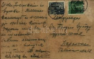 1943 Murakirály, Murski Kraljevec, Donji Kraljevec; Vasút utca, üzlet, posta hivatal, magyar zászló ...