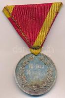 1898. "Aquila Bicycle Club 1895" jelzett Ag kerékpáros sport díjérem, mellszalaggal (18,07...